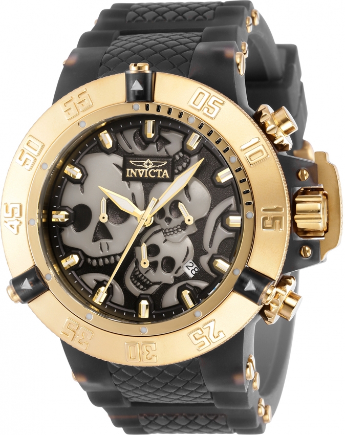 invicta subaqua chronograph quartz black dial skull men's watch 37327 invicta subaqua chronograph quartz black dial skull men's watch 37327