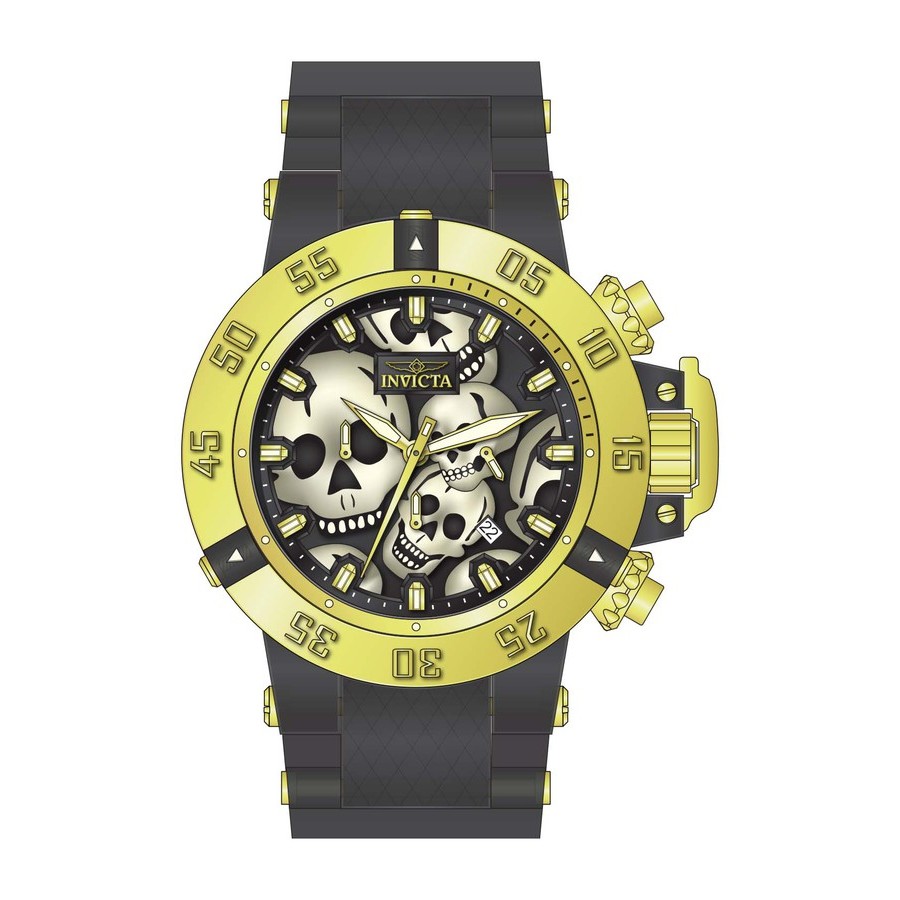 invicta subaqua chronograph quartz black dial skull men's watch 37327 invicta subaqua chronograph quartz black dial skull men's watch 37327