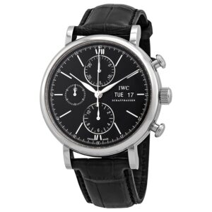 iwc portofino chronograph automatic black dial men's watch 3910 29