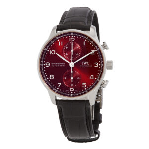 iwc portugieser burgundy dial chronograph automatic men's watch iw371616