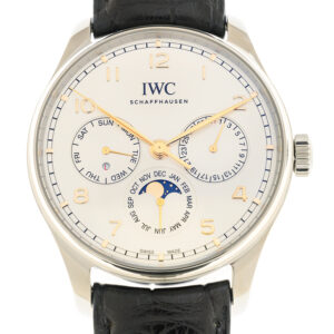 iwc portugieser perpetual calendar automatic silver dial men's watch iw344203
