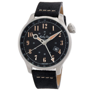 mathey tissot gmt 293 automatic black dial men's watch h123abu