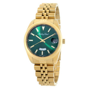 mathey tissot mathy day date quartz green dial men's watch d510pv