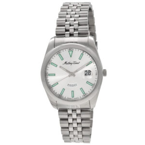 mathey tissot mathy day date quartz silver dial men's watch h510as