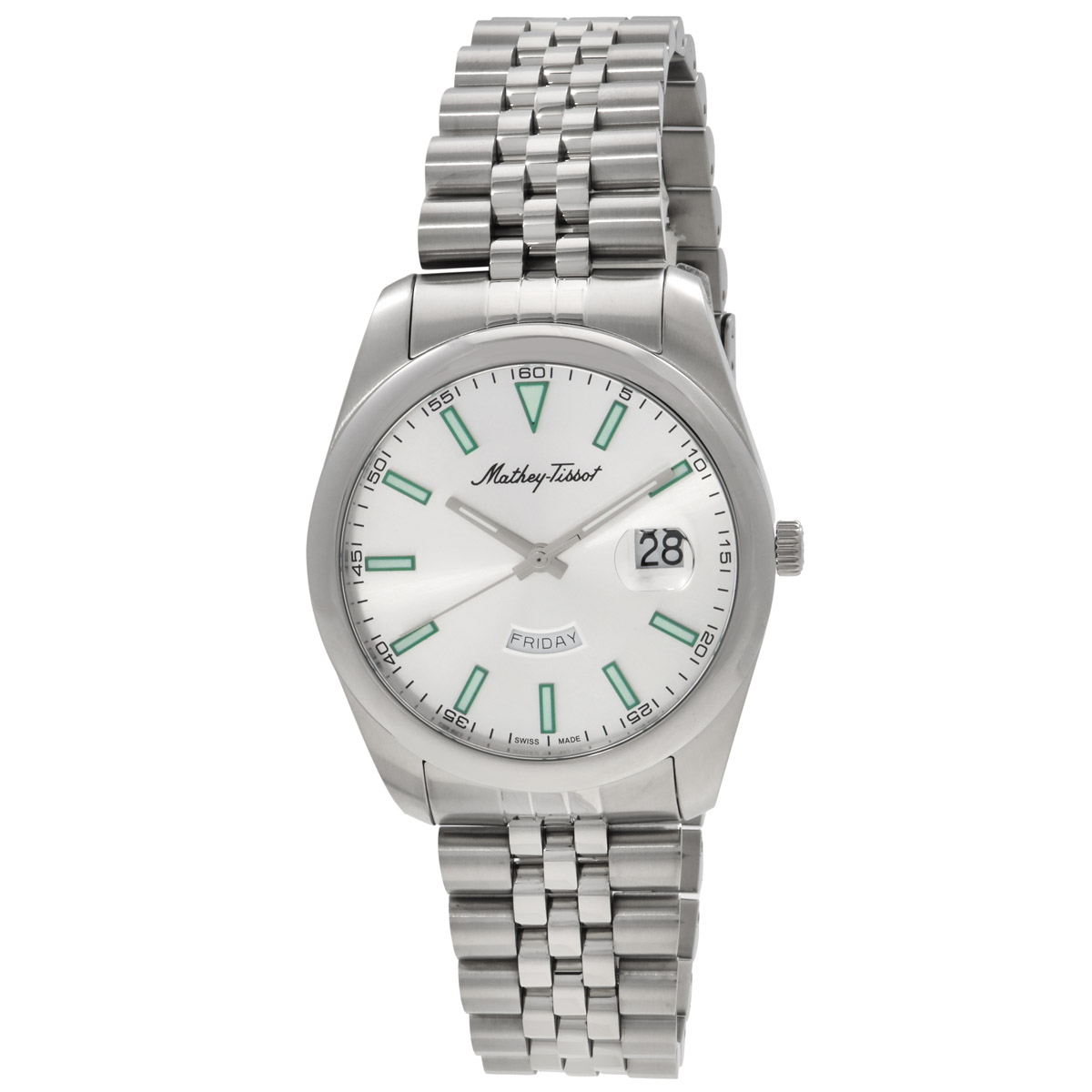 mathey tissot mathy day date quartz silver dial men's watch h510as mathey tissot mathy day date quartz silver dial men's watch h510as