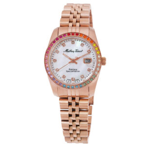 mathey tissot mathy rainbow quartz white dial ladies watch d809pqi