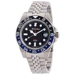 mathey tissot mathy vintage gmt black dial batman bezel men's watch h903anb