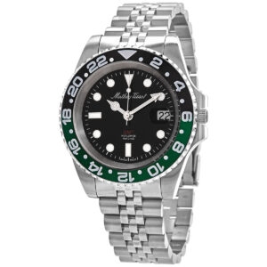 mathey tissot mathy vintage gmt quartz black dial sprite bezel men's watch h903anv