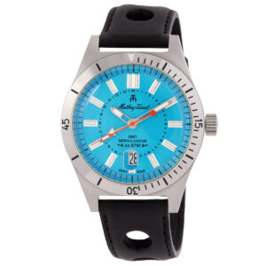 mathey tissot mergulhador gmt quartz blue dial men's watch mrgsk