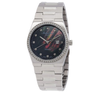 mathey tissot zeus lady diamond quartz black dial watch d118san