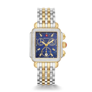 michele deco chronograph quartz diamond blue dial ladies watch mww06a000790
