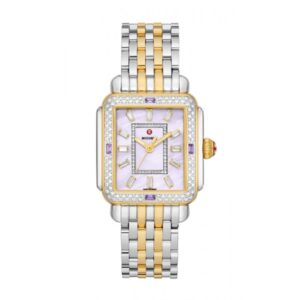 michele deco quartz diamond purple dial ladies watch mww06t000263