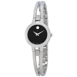 movado amorosa black dial ladies watch 0607154