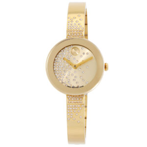 movado bold crystal accent quartz gold dial ladies watch 3600926
