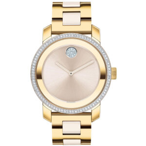 movado bold quartz crystal champagne dial ladies watch 3600882