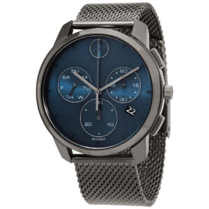 movado bold thin chronograph quartz blue dial men's watch 3600721