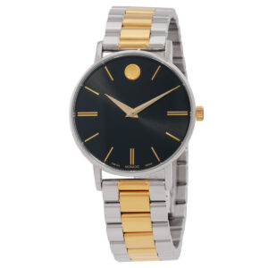 movado classic museum quartz black dial ladies watch 608038