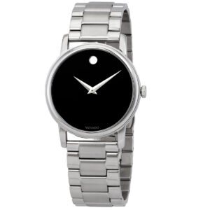 movado classic museum quartz black dial men's watch 2100014