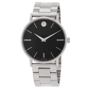 movado classic museum quartz black dial watch 0607984