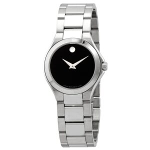 movado defio quartz black dial ladies watch 0607308