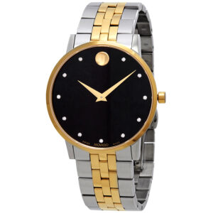movado museum classic black diamond dial men's watch 0607202