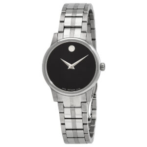 movado museum classic quartz black dial ladies watch 0607537