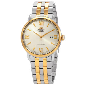 orient contemporary automatic champagne dial men's watch ra ac0f08g10b