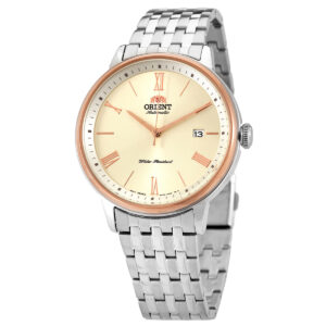 orient contemporary automatic champagne dial men's watch ra ac0j01s10b