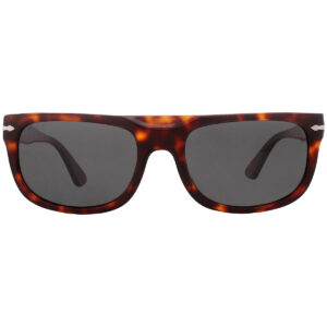 persol dark grey rectangular men's sunglasses po3271s 24/48 55