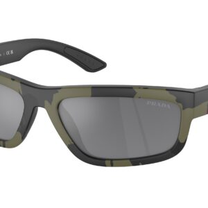 prada linea rossa grey mirror rectangular men's sunglasses ps 05zs 14x07g 59