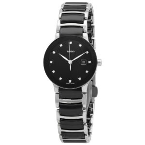 rado centrix diamonds quartz black dial ladies watch r30935752