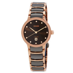 rado centrix diamonds quartz brown dial ladies watch r30024732