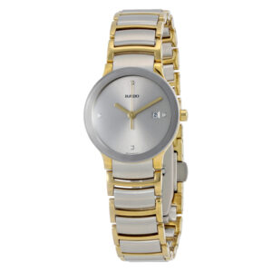 rado centrix silver dial two tone ladies watch r30932713