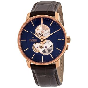 rado coupole classic open heart automatic blue dial men's leather watch r22895215