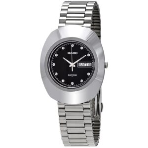 rado diastar black dial stainless steel men's watch r12391153