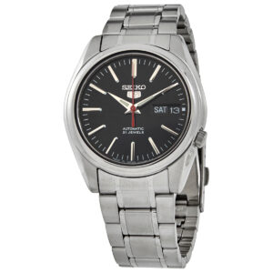 seiko 5 automatic black dial stainless steel men's watch snkl45j1