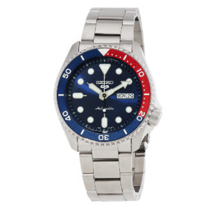 seiko 5 automatic blue dial pepsi bezel men's watch srpd53