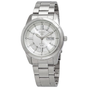 seiko 5 automatic silver dial men's watch snkn09j1