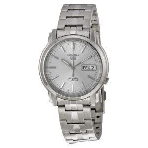 seiko 5 automatic silver dial stainless steel men's watch snkk65