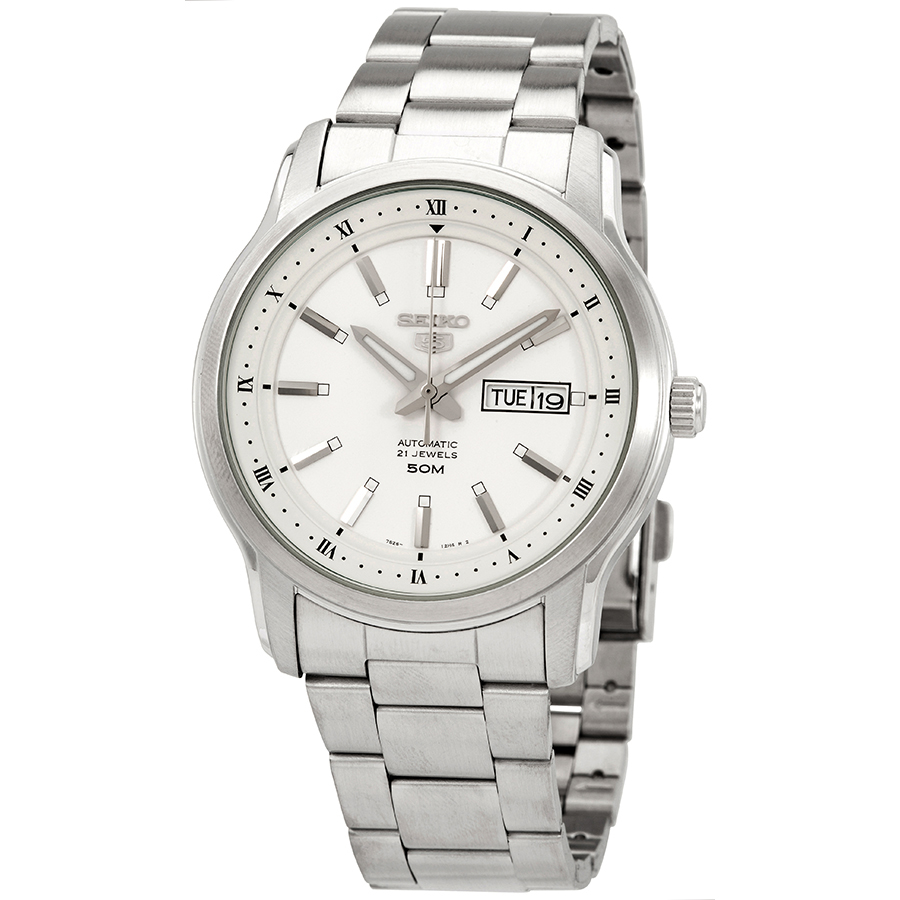 seiko 5 automatic white dial stainless steel men's watch snkp09j1 seiko 5 automatic white dial stainless steel men's watch snkp09j1
