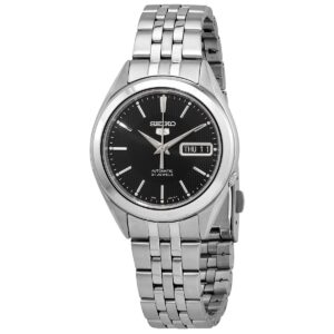 seiko 5 black dial stainless steel men's watch snkl23j1