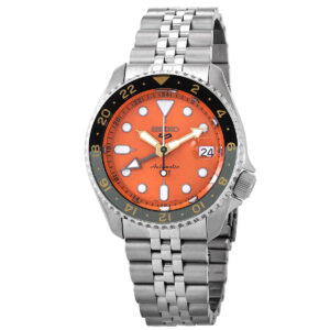 seiko 5 sports gmt automatic orange dial men's watch ssk005k1