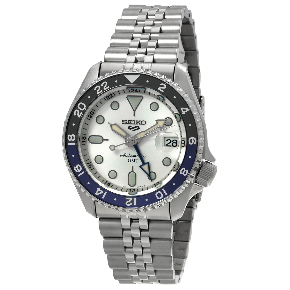 seiko 5 sports gmt automatic silver dial batman bezel men's watch ssk033 seiko 5 sports gmt automatic silver dial batman bezel men's watch ssk033
