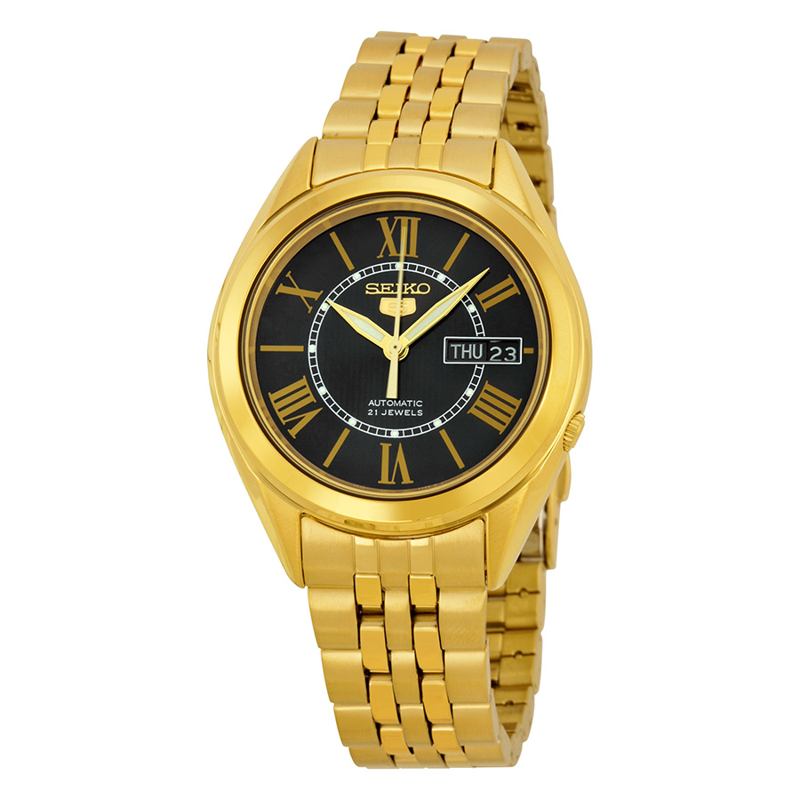 seiko 5 vintage automatic black dial yellow gold plated men's watch snkl40 seiko 5 vintage automatic black dial yellow gold plated men's watch snkl40