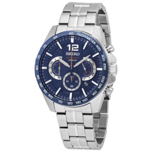 seiko essentials chronograph quartz blue dial men's watch ssb345