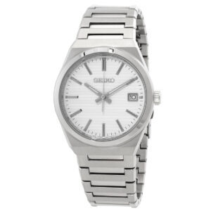 seiko classic quartz white dial men's watch sur553p1