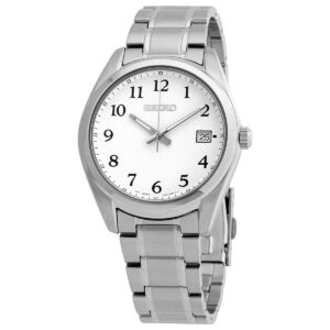 seiko core quartz white dial men's watch sur459p1