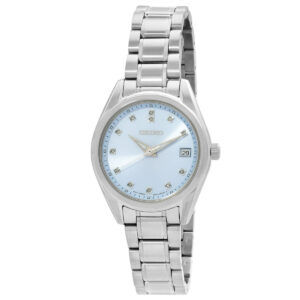 seiko diamonds quartz blue dial ladies watch sur581p1