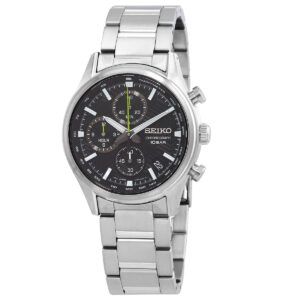 seiko dress chronograph quartz black dial men's watch ssb419p1