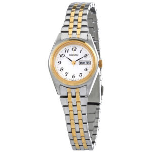 seiko essentials quartz white dial ladies watch sur438